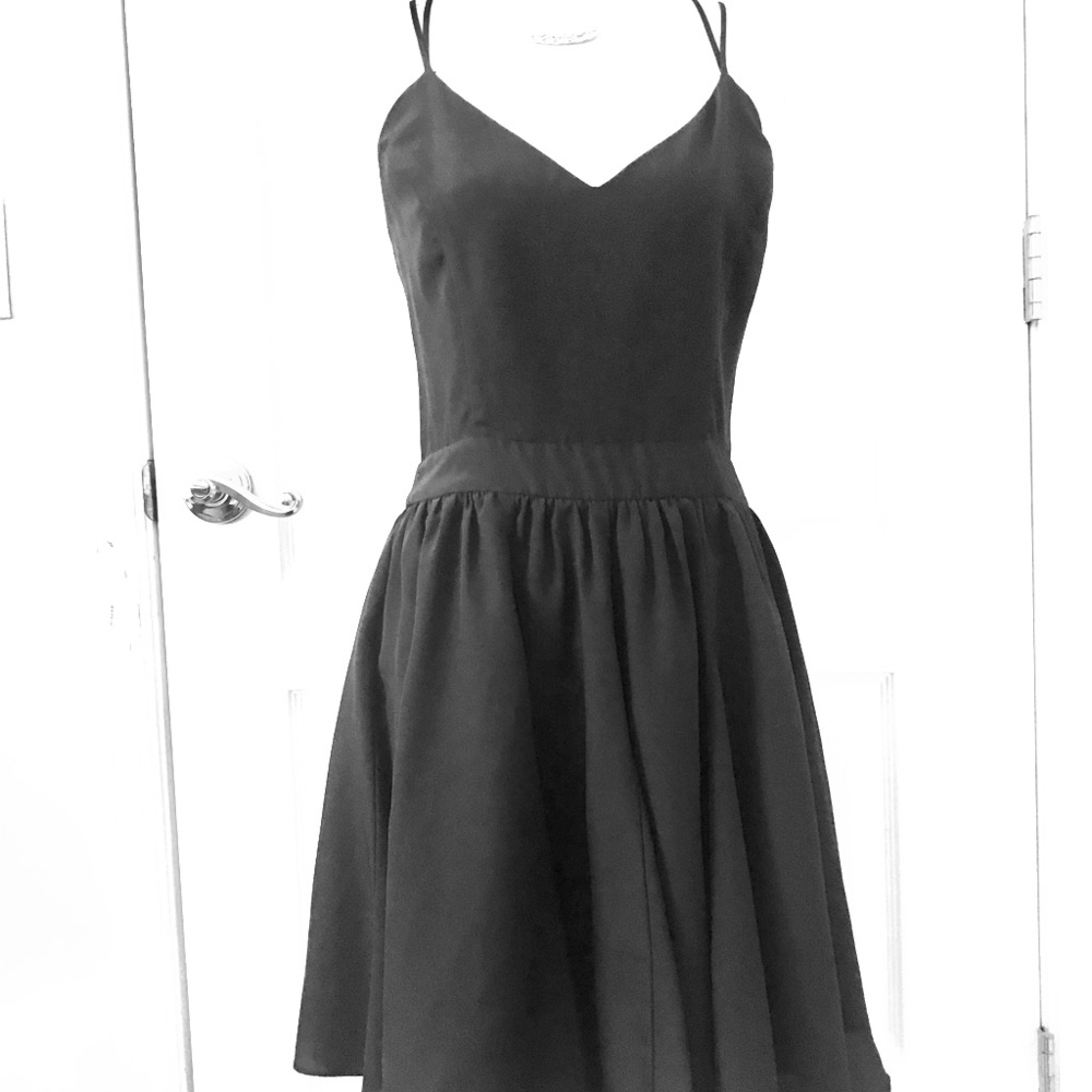 Lavender Brown , Black Backless Skater Dress.